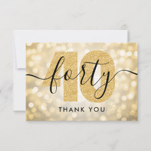 Élégant Merci moderne Gold 40th Birthday