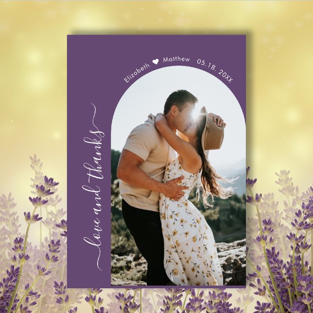 Elégant Merci Script Mauve 2 Photo Arch Mariage (Créateur téléchargé)