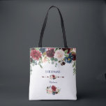Elegant Merlot Navy Blue Floral Bridesmaid Tote Bag<br><div class="desc">Elegant card design featuring gorgeous watercolour merlot & navy blue flowers bouquets, floral divider, beautiful handwriting script and special fonts. It could be a great choice for any season wedding, especially, for fall weddings and winter. Use Customize tool to add your info, make changes. For matching items, please, visit my...</div>