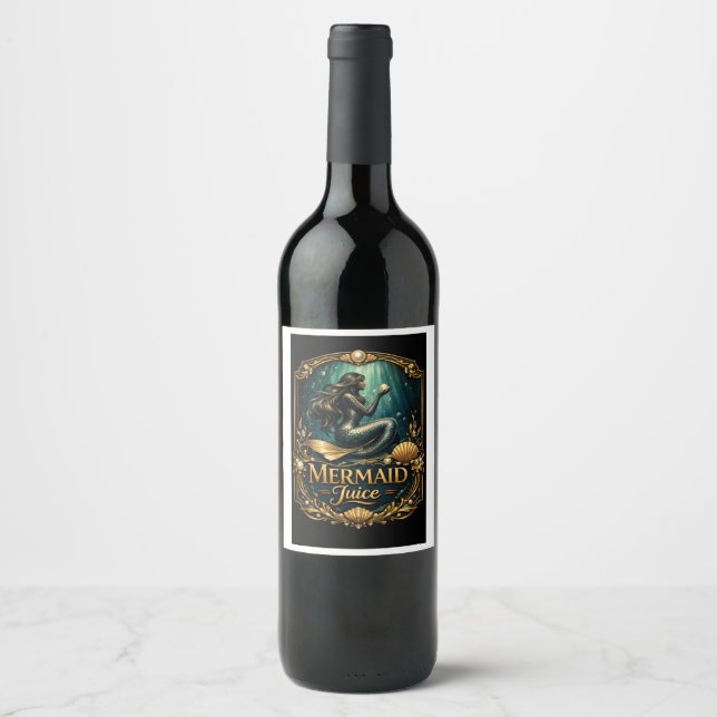 Elegant Mermaid Juice Wine Label (Front)