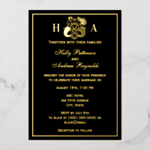 Elegant Mermaid & Merman Wedding Foil Invitation