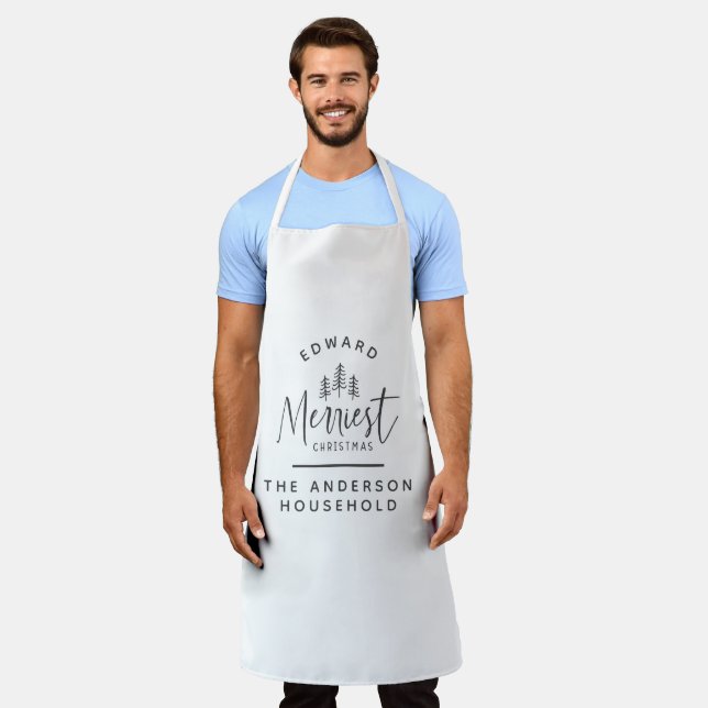 elegant merriest Christmas bbq chef gift Apron (Worn)