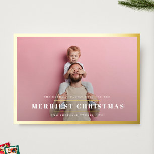 Elegant Merriest Christmas   Gold Photo Frame Foil Holiday Card
