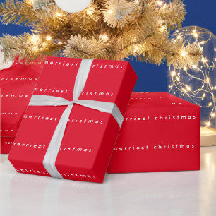 Elegant Merriest Christmas Red AND White Holiday Wrapping Paper