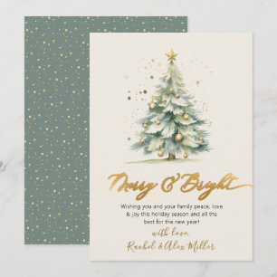 Elegant Merry and Bright Non Photo Christmas Tree Holiday Card