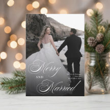 Elegant Merry and Married Wedding Photo Christmas