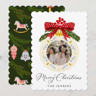 Elegant Merry Christmas 1 Photo Holiday Card