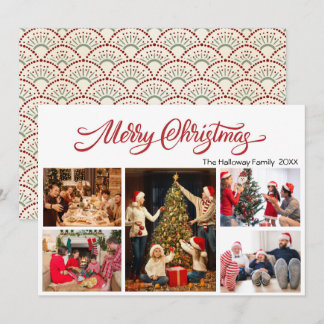 Elegant Merry Christmas 5 photos Holiday Card