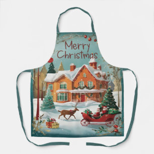 Elegant Merry Christmas Apron