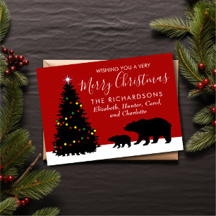 Elegant Merry Christmas Bears Holiday Card