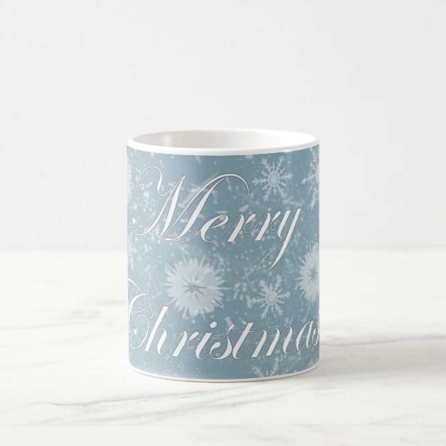 Elegant Merry Christmas Blue & White Coffee Mug (Center)