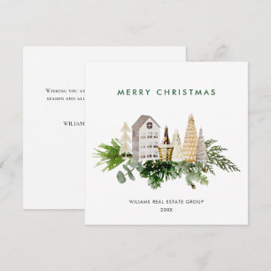 Elegant Merry Christmas Boho Composition Corporate Holiday Card