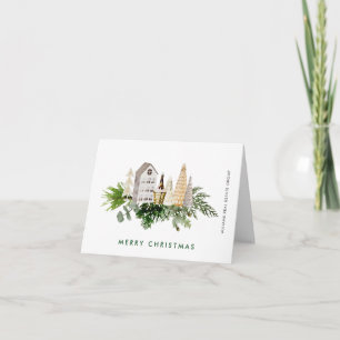 Elegant Merry Christmas Boho Composition Corporate Holiday Card