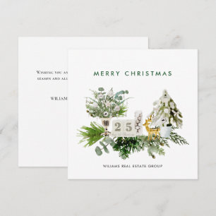 Elegant Merry Christmas Boho Composition Corporate Holiday Card