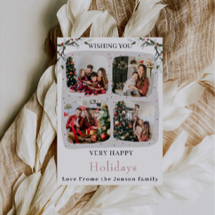 Elegant Merry Christmas Card with Bells and Pineco