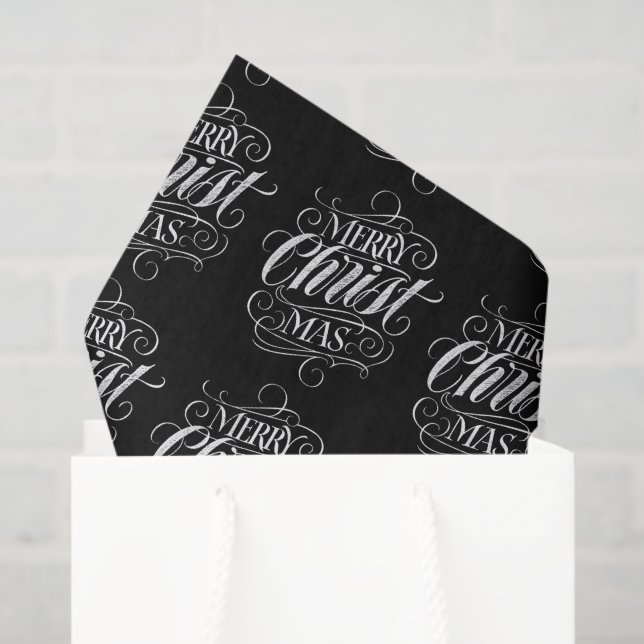 Elegant Merry Christmas Chalk Calligraphy Christ Tissue Paper (Gift Bag)