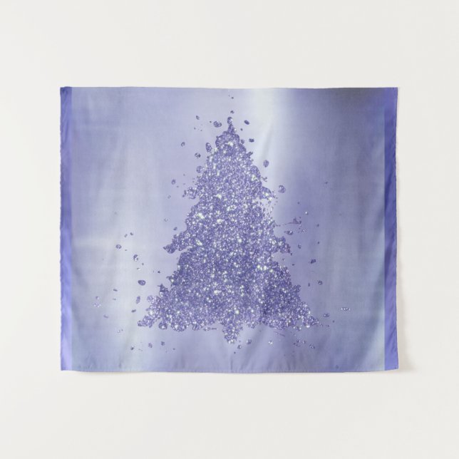 Elegant Merry Christmas | Charming Purple Tree Tapestry (Front (Horizontal))