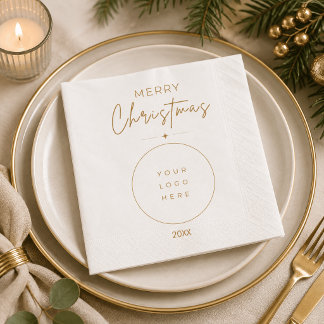 Elegant Merry Christmas Custom Logo Corporate Napkin