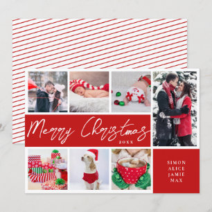 Elegant Merry Christmas Custom Photo Collage   Holiday Card