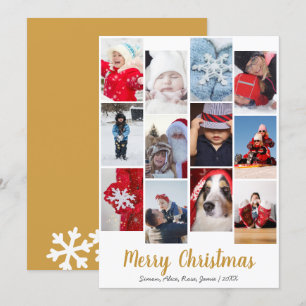 Elegant Merry Christmas Custom Photo Collage Holiday Card