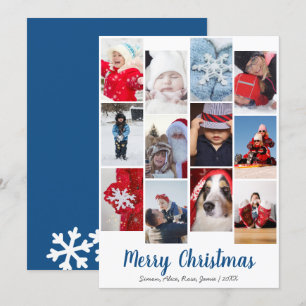 Elegant Merry Christmas Custom Photo Collage Holiday Card