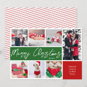 Elegant Merry Christmas Custom Photo Collage Holiday Card