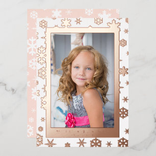 Elegant Merry Christmas Custom Photo Foil Holiday Card