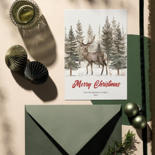 Elegant Merry Christmas Deer  Holiday Card