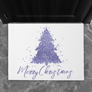 Elegant Merry Christmas   Dusty Mauve Pink Tree Doormat