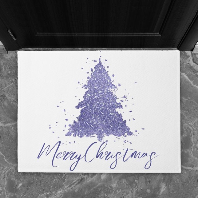 Elegant Merry Christmas | Dusty Mauve Pink Tree Doormat (Creator Uploaded)