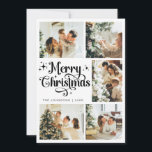 Elegant Merry Christmas Family Photo Collage Holiday Card<br><div class="desc">Celebrate the season with a Retro Black and White Merry Christmas holiday card! This stylish and chic design blends elegant, trendy elements with a classic touch. Perfect for sharing Christmas vibes with family and friends, this template allows you to create your own personalized card. Add your favourite family photo and...</div>