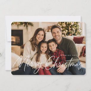 Elegant Merry Christmas Family Photo Holiday Card