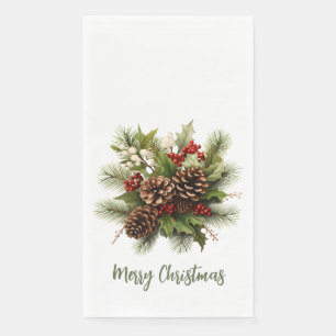 Elegant Merry Christmas Garland Paper Guest Towels Napkin