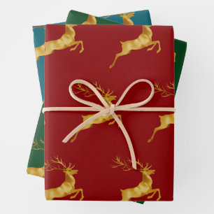 Elegant Merry Christmas Gold moose xmas festive pa Wrapping Paper Sheet