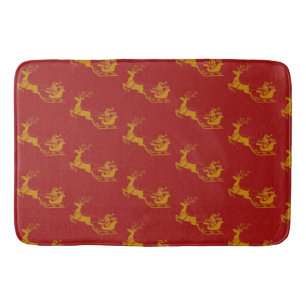 Elegant Merry Christmas Gold santa Deer xmas patte Bath Mat