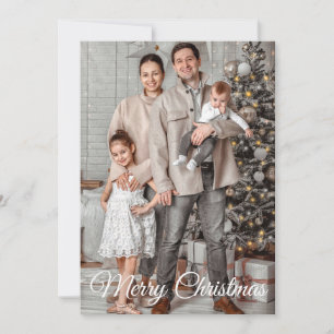 Elegant Merry Christmas Happy New Year Photo Holiday Card