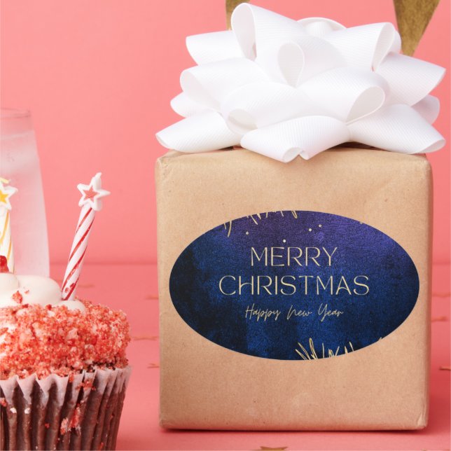 Elegant Merry Christmas & Happy New Year Sticker (Fête)