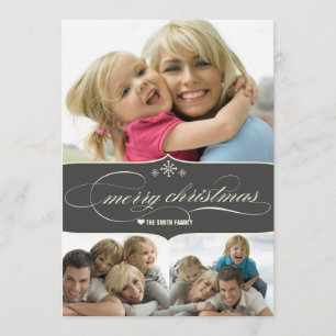 Elegant Merry Christmas Holiday Family Photo Card