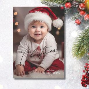 Elegant Merry Christmas Holiday Photo  Card