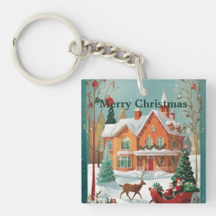 Elegant Merry Christmas  Keychain