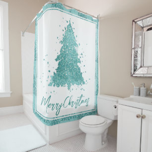 Elegant Merry Christmas   Luxe Aqua Mint Splatter