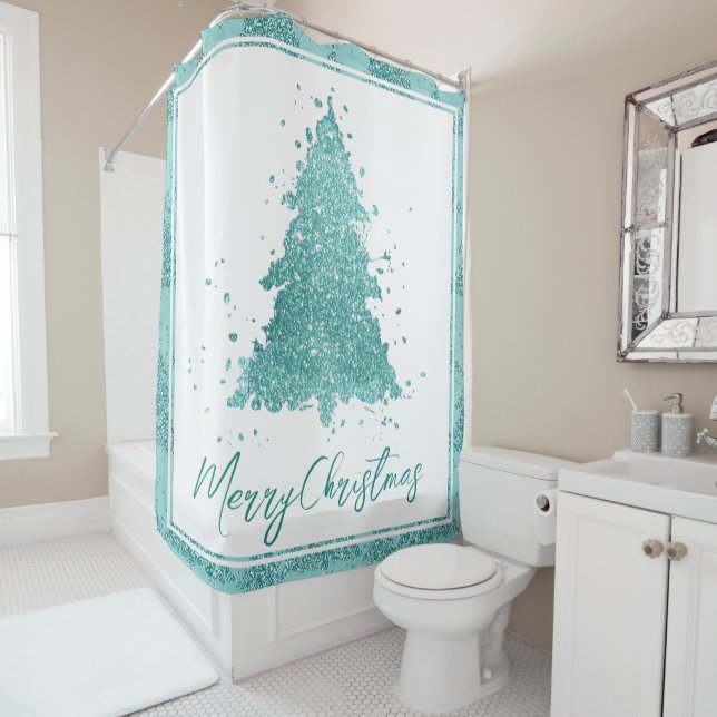 Elegant Merry Christmas | Luxe Aqua Mint Splatter (In Situ)