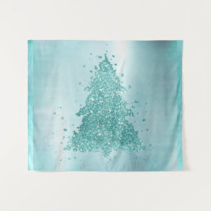 Elegant Merry Christmas Luxe Aqua Mint Splatter Tapestry