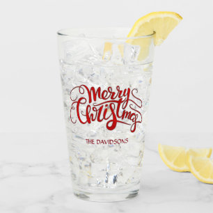 Elegant MERRY CHRISTMAS modern typography Monogram Glass