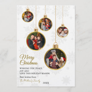 Elegant Merry Christmas Ornament Photo Invitation