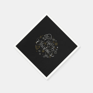 Elegant Merry Christmas Ornaments and Snowflakes  Napkin