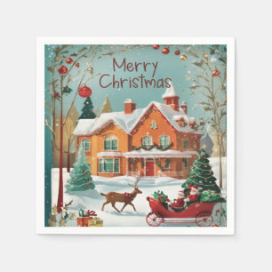 Elegant Merry Christmas Paper Party  Napkin