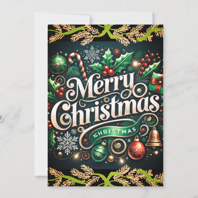 Elegant Merry Christmas Party Invitation  (Front)