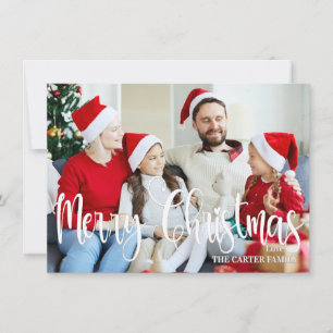 Elegant Merry Christmas Personalized Family Photo Holiday Card