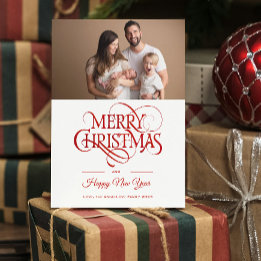 Elegant Merry Christmas Photo Holiday Card
